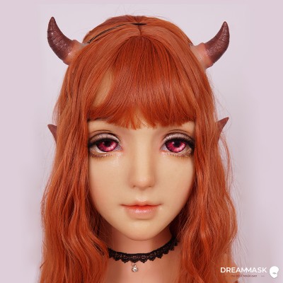 (M13A) DMS ILIA Demon Horn and Deer Horn Version Soft Silicone Full Head Cosplay Sweet Girl Female crossdress Kigurumi Mask